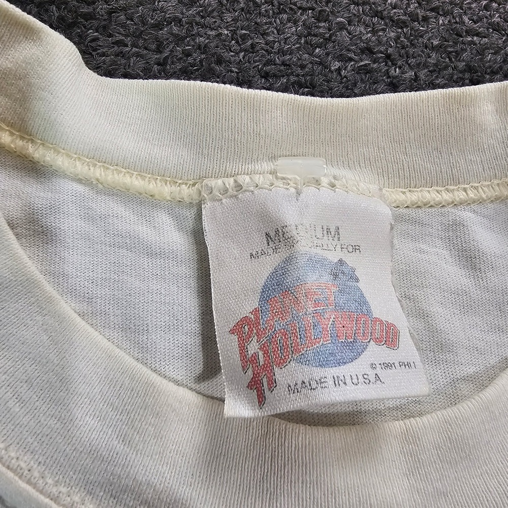 Vintage 1991 Planet Hollywood Myrtle Beach T-Shirt Mens Medium White 90s USA - Picture 4 of 10